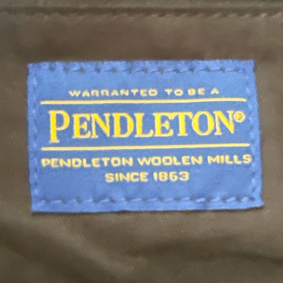 PENDLETON Black & Ivory Virgin Wool Blanket Bag Leaf Design Leather X-Large New! - Picture 6 of 9